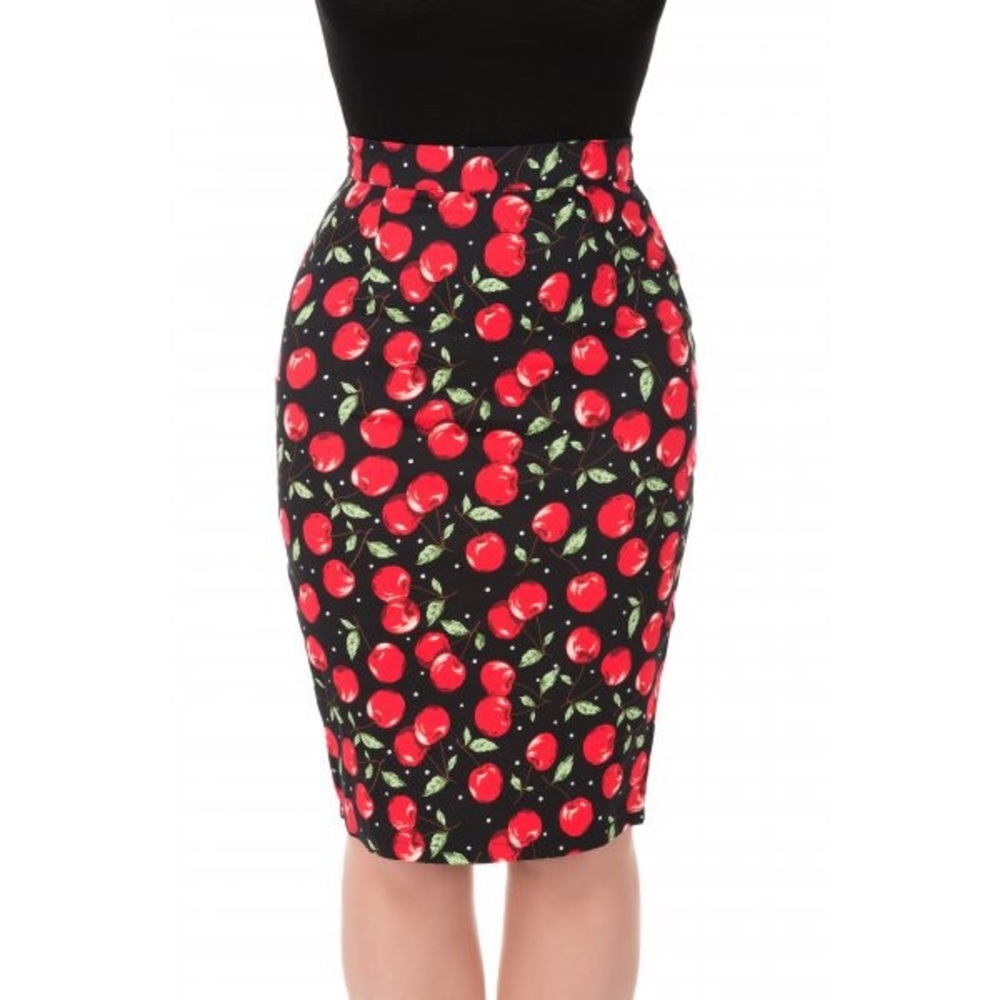 Lindy Bop Cherry Wiggle Pencil Skirt XL / 16